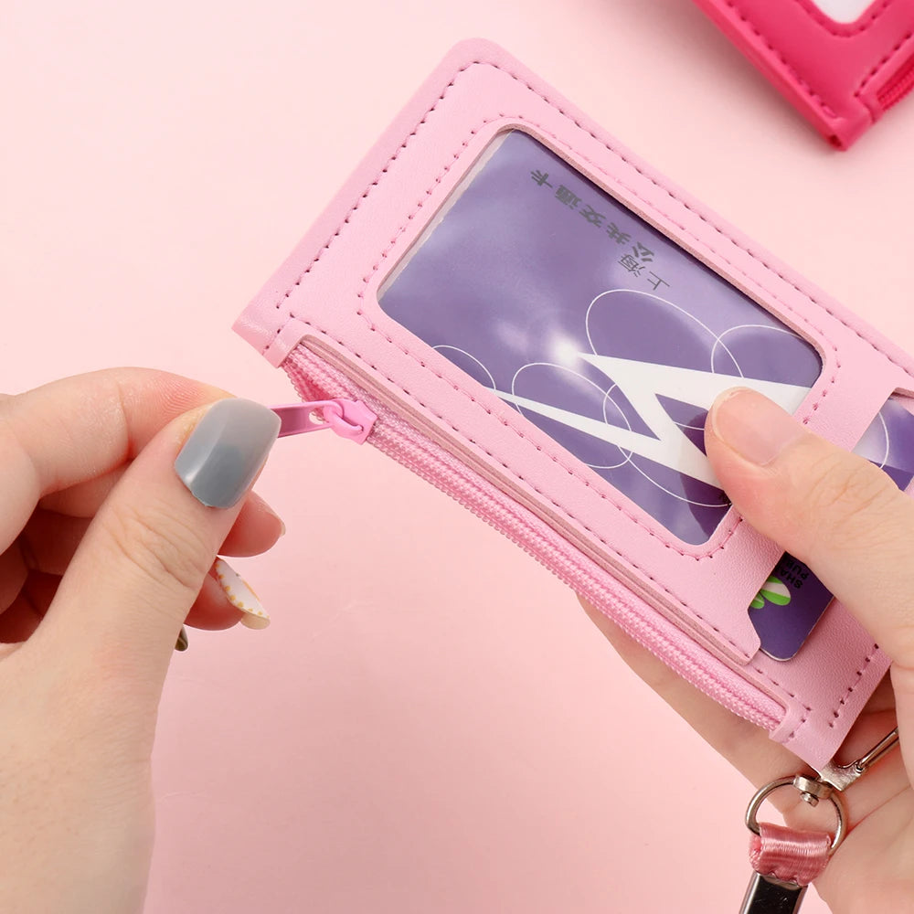 Luxury PU Leather Double Card Sleeve ID Badge Case