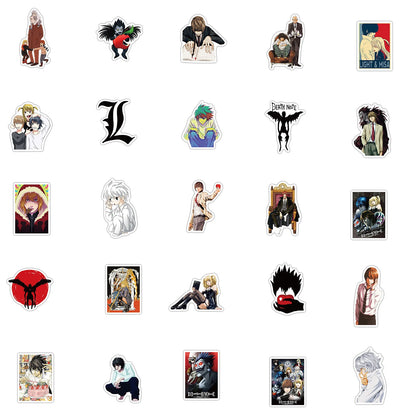 50Pcs Anime Death God Note Stickers, Japanese Horrow Theme Anime, Waterproof Halloween Anime Stickers for Guitar Laptop - MyLootWare