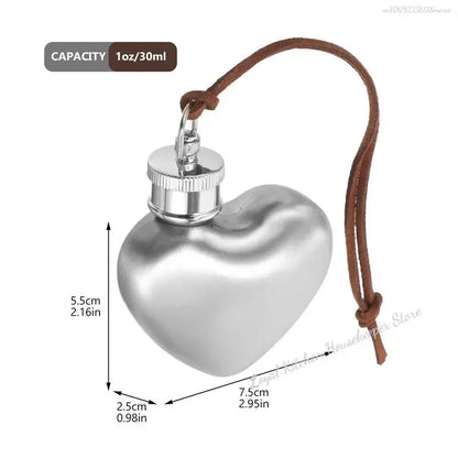 1oz Stainless Steel Hip Flask Heart Shaped Wine Pot Outdoor Portable Whiskey Vodka Flask Alcohol Drinking Pocket Bottle - MyLootWare