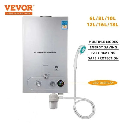 VEVOR 6L-18L Propane Gas Tankless Water Heater,