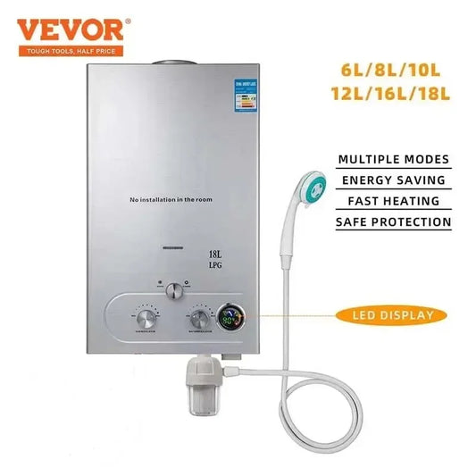 VEVOR 6L-18L Propane Gas Tankless Water Heater,