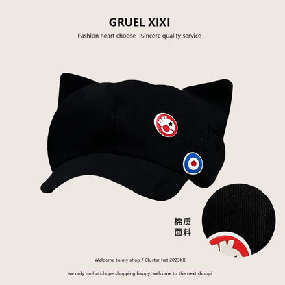 Anime EVA Shikinami Asuka Rangure Cat Ear Shaker Fleece Hat Peak Baseball Cap Anime Cosplay Accessories Anime Peripheral Caps - MyLootWare