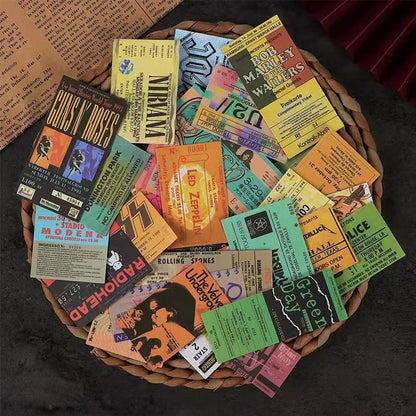 10/20/43pcs Rock Music Ticket Graffiti Stickers Retro Band Decal Sticker for Kids Toys Cool Waterproof DIY Guitar Motorcycle Car - MyLootWare