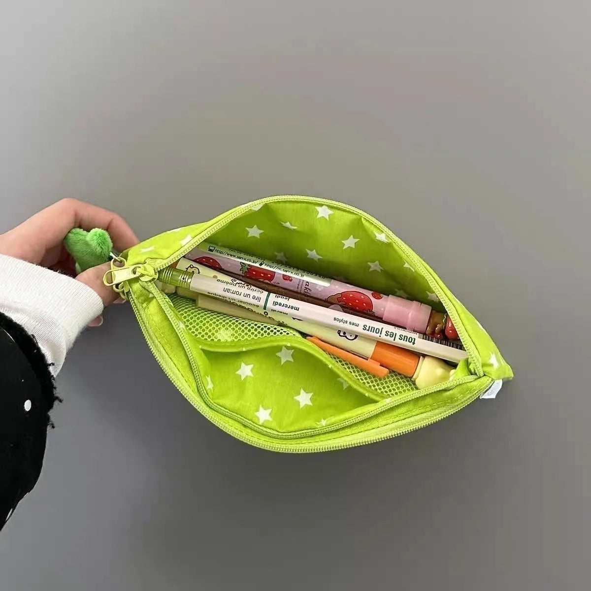 1/3 pcs Cute Stars Pencil Case Mesh Multilayer Pen Bag Multifunctional Large Capacity Stationery Bag School - MyLootWare