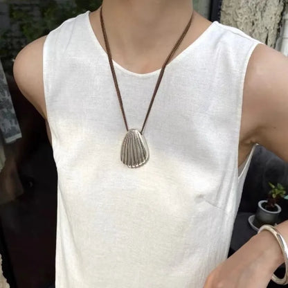 Heavy Industry Silver Large Shell Pendant Necklace