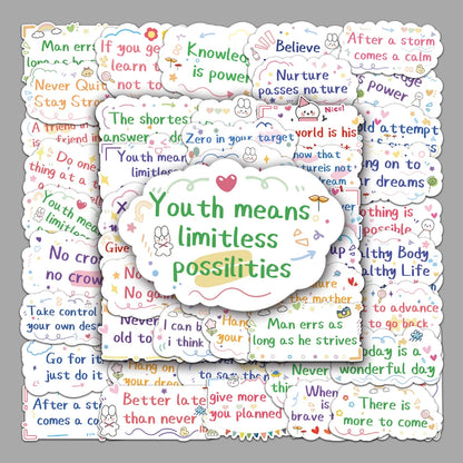 10/50pcs Inspirational English Life Quotes Stickers Motivational Phrases DIY Student Stationery Skateboard Decals Graffiti Toys - MyLootWare