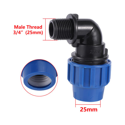20/25/32mm to 1/2" 3/4" 1" Male PE Pipe Fitting Adapter Tee Elbow Garden Agriculture Irrigation Fittings Garden Water Connection - MyLootWare