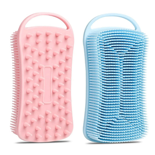 Silicone Shower Brush Soft Silicone Body Scrubber Scalp Massager Shampoo Brush Double-Sided Body Brush Foam Skin Clean Tools