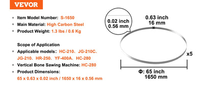 SucceBuy Band Saw Blade 65x0.63x0.02 inch 5 Pack