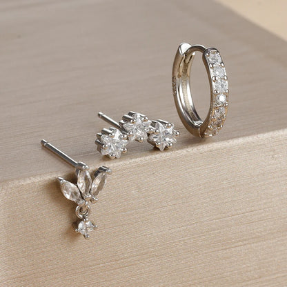 3PCS Stainless Steel Huggies Star Hoop Earrings Set for Women Trendy Zircon Pendant Gold Color Statement Piercing Jewelry Aretes - MyLootWare