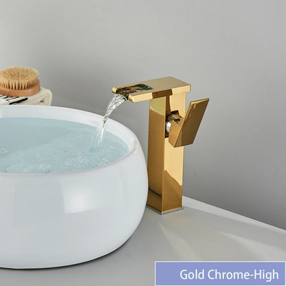 LED Bathroom Sink Faucet Brass Waterfall Faucet