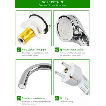 ATWFS Electric Instant Shower Water Heater Instant Hot Water Faucet Kitchen Electric Tap Water Heating Instantaneous Heater - MyLootWare