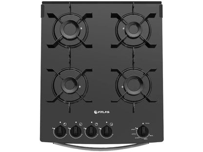 4 Stove Atlas Black Glass Table Monaco Glass Top Glass - Bivolt - MyLootWare