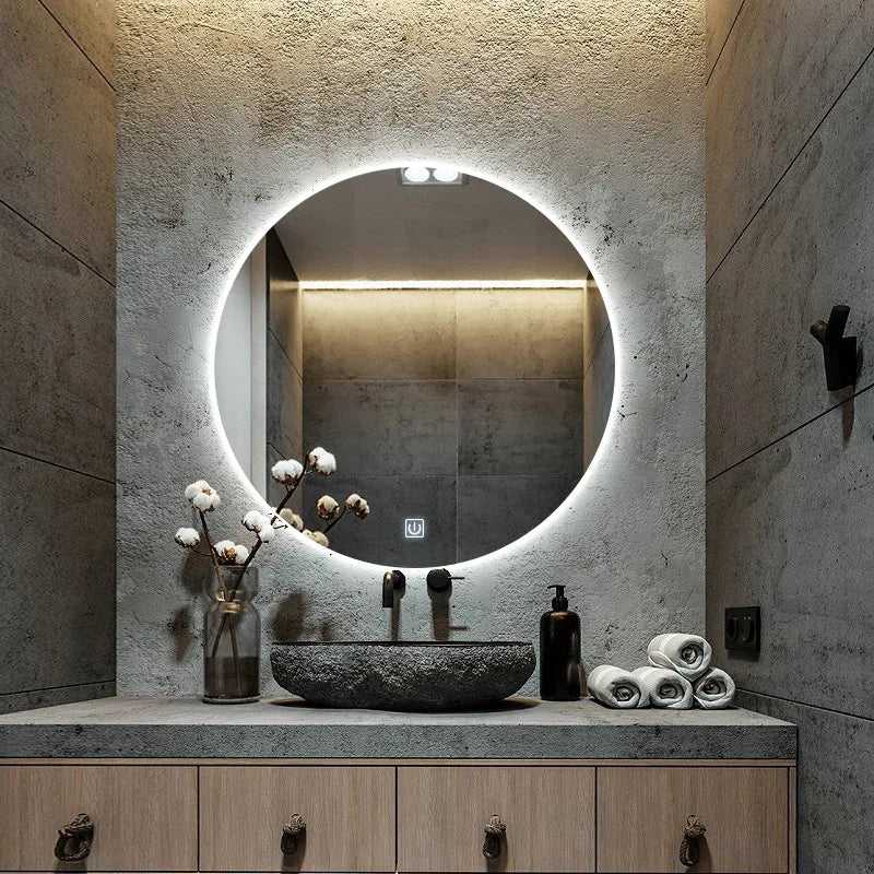 Modern Style Simple Circular Mirror LED Bathroom