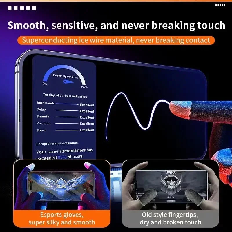 1 Pair NEW E-Sports Mobile PUBG Game Finger Gloves Silver Fiber Anti Slip Ultrathin Sweat Resistance Breathable Gaming Fingertip - MyLootWare