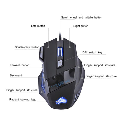 Wired Gaming Mouse 7 Button Backlit 5500 DPI