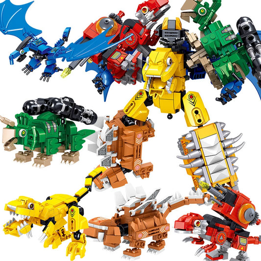 670pcs Dinosaur Building Blocks Brick Toy 6 in 1 Education DIY Toys Dino Robot for Children Kids Boy Birthday Christmas Gifts