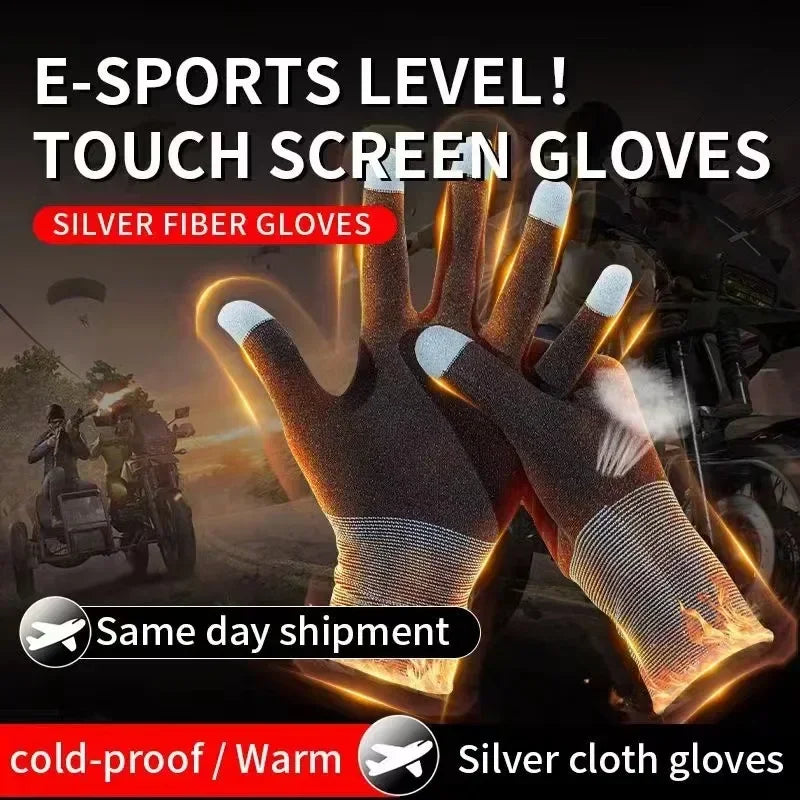 1 Pair NEW E-Sports Mobile PUBG Game Finger Gloves Silver Fiber Anti Slip Ultrathin Sweat Resistance Breathable Gaming Fingertip - MyLootWare