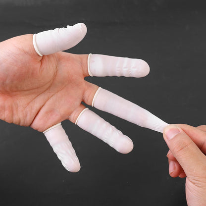 500/100pcs Disposable Latex Rubber Finger Cots Sets Non-slip White Fingertips Protector Gloves For Phone Watch Repair Supplies - MyLootWare