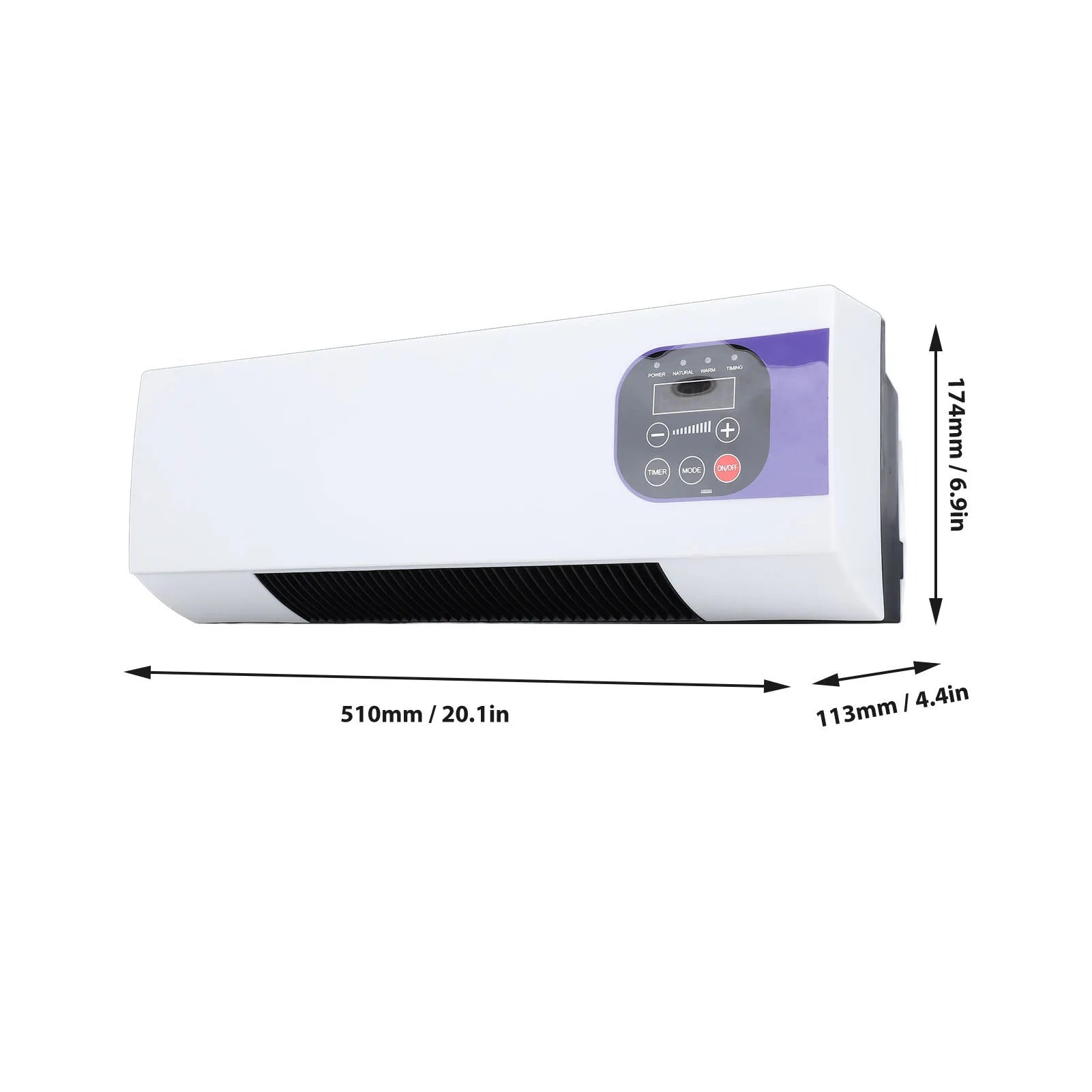 Wall Mounted Heating Machine Safety Electric Wall Mounted Heater Space Saving Nature Warm Wind with Remote Control for Bedroom - MyLootWare