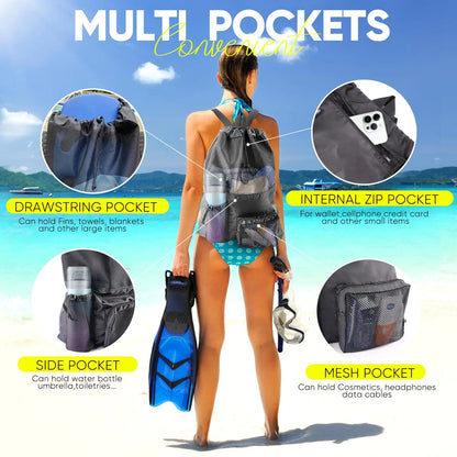 Beach Backpack, Backpack, Beach Bag That Can Store Clothes, Cosmetics, Water Cup Backpack, Washable Travel Bag - MyLootWare