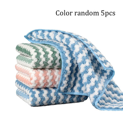 5pcs/10pcs Kitchen Dishwashing Cloth Superfine Fiber Water Absorbent Cleaning Cloth Multipurpose Household Cleaning Tools - MyLootWare