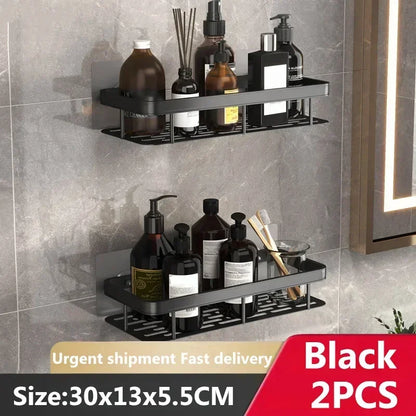 Bathroom Storage Wall Mount Shampoo Makeup Storage Holder Bathroom Accessories No Drilling Wall Shelf Shower Holder For WC - MyLootWare