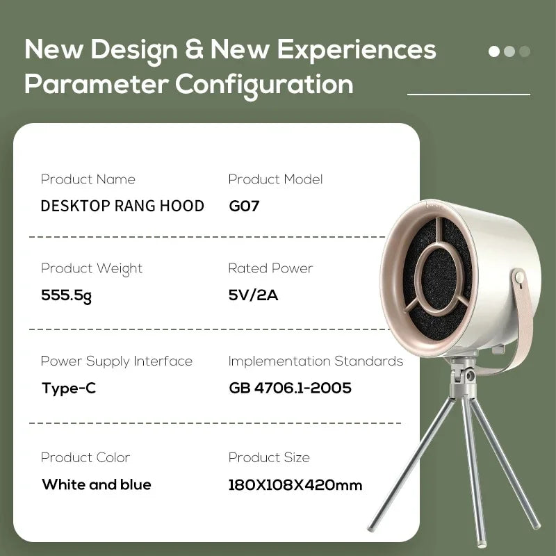 New USB Desktop Mini Range Hoods Portable Exhaust