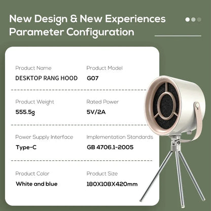 New USB Desktop Mini Range Hoods Portable Exhaust