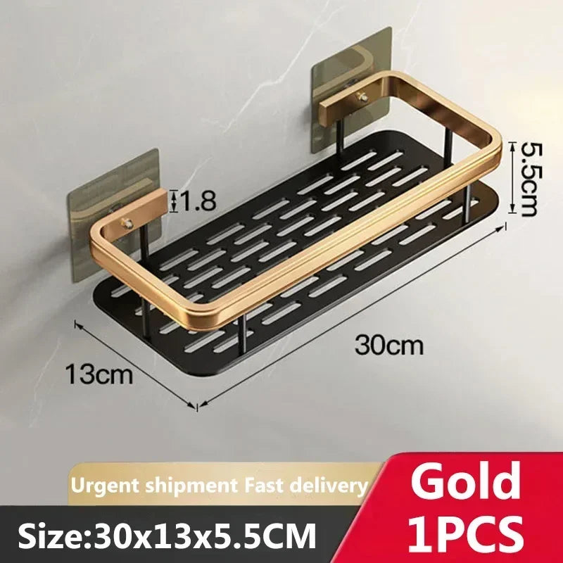 Bathroom Storage Wall Mount Shampoo Makeup Storage Holder Bathroom Accessories No Drilling Wall Shelf Shower Holder For WC - MyLootWare