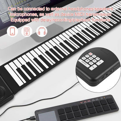88 Key Portable Piano Handroll Electronic Piano Environmental Silicone Foldable Piano Home Practice Professional Electronic Pian - MyLootWare