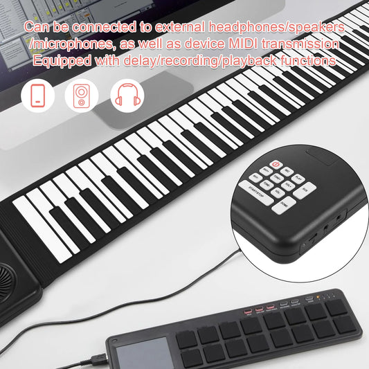 88 Key Portable Piano Handroll Electronic Piano Environmental Silicone Foldable Piano Home Practice Professional Electronic Pian - MyLootWare