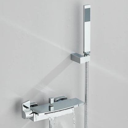 Black Waterfall Bathtub Shower Faucets Wall Mount Shower Mixer Tap Faucets Hot Cold Bath Shower Tap BaRobinet Baignoire - MyLootWare