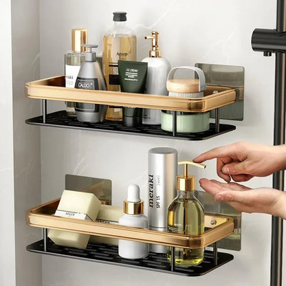 Bathroom Storage Wall Mount Shampoo Makeup Storage Holder Bathroom Accessories No Drilling Wall Shelf Shower Holder For WC - MyLootWare