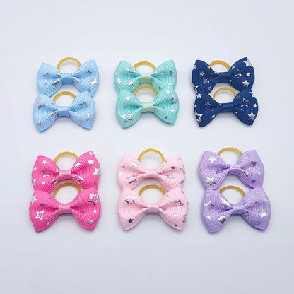 100 Pieces Ribbon Pet Hair Accessories 121 Colors Cute Dog Hair Bows Elastic Rubber Band For Dogs Pet Hair Clips Yorkshire Gift - MyLootWare