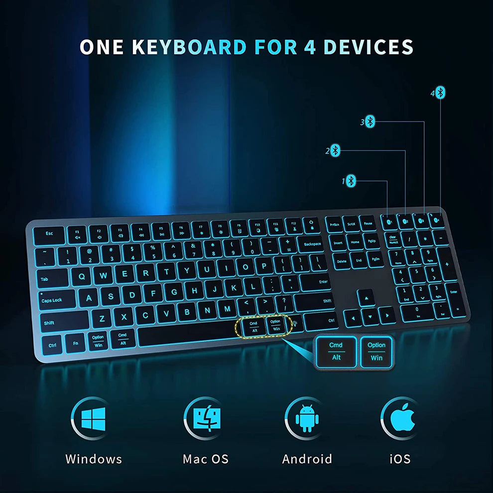 Multi-Device Rechargeable Keyboard Bluetooth