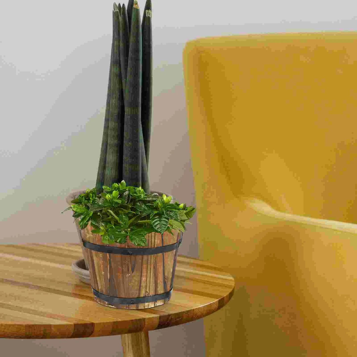 Wooden Flower Bucket Decorative Rustic Flower Pot