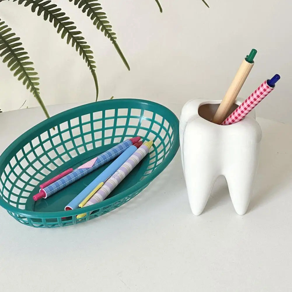Funny Tooth Shape Ceramic Pen Holder Pencil Pot