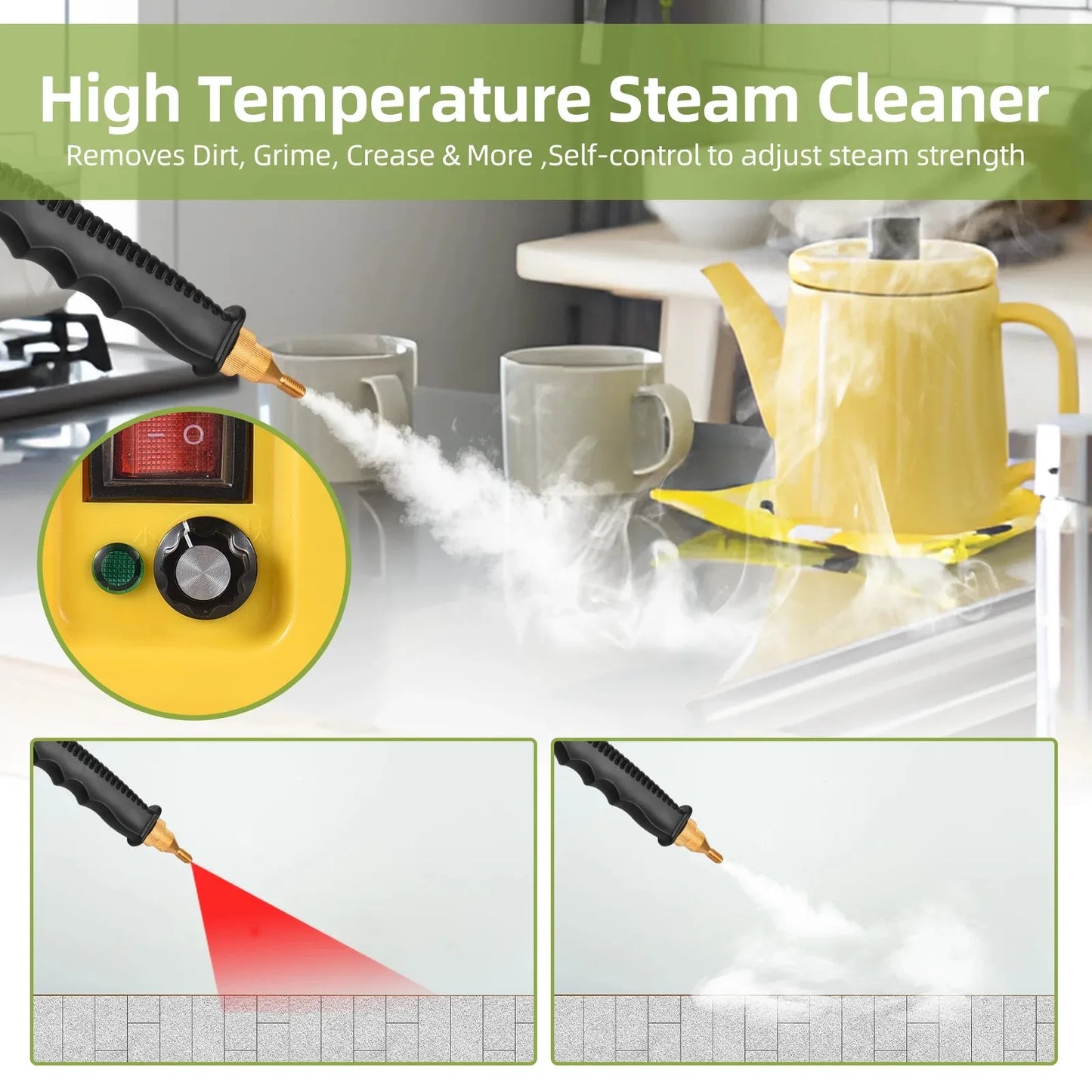 220V EU/KR Plug Multifunction Handheld Steam Cleaner Multi-plug 2500W Powerfull 3Bar Steam Cleaning Tool - MyLootWare
