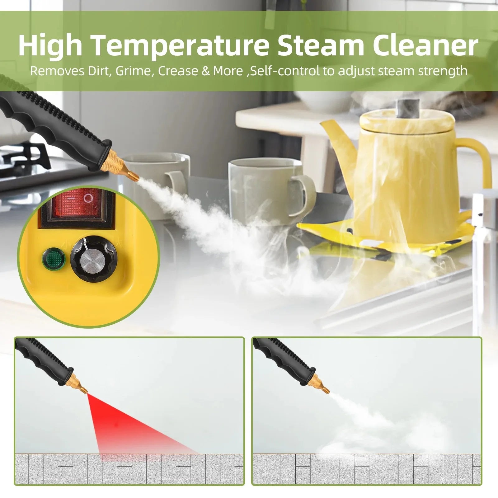 220V EU/KR Plug Multifunction Handheld Steam Cleaner Multi-plug 2500W Powerfull 3Bar Steam Cleaning Tool - MyLootWare