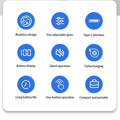 100-Level Bladeless Portable USB Fan with Display - MyLootWare