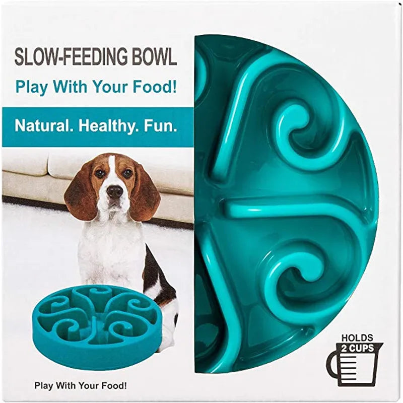 Pet Dog Slow Feeder Bowl Fun Non Slip Anti-Gulping