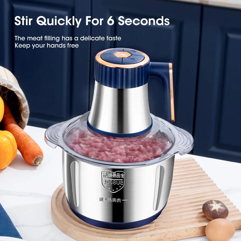 5L Electric Meat Grinders 304 Stainless Steel Food Crusher Multifunctional Vegetable Slicer Chopper Mincer Baby Food Processor - MyLootWare