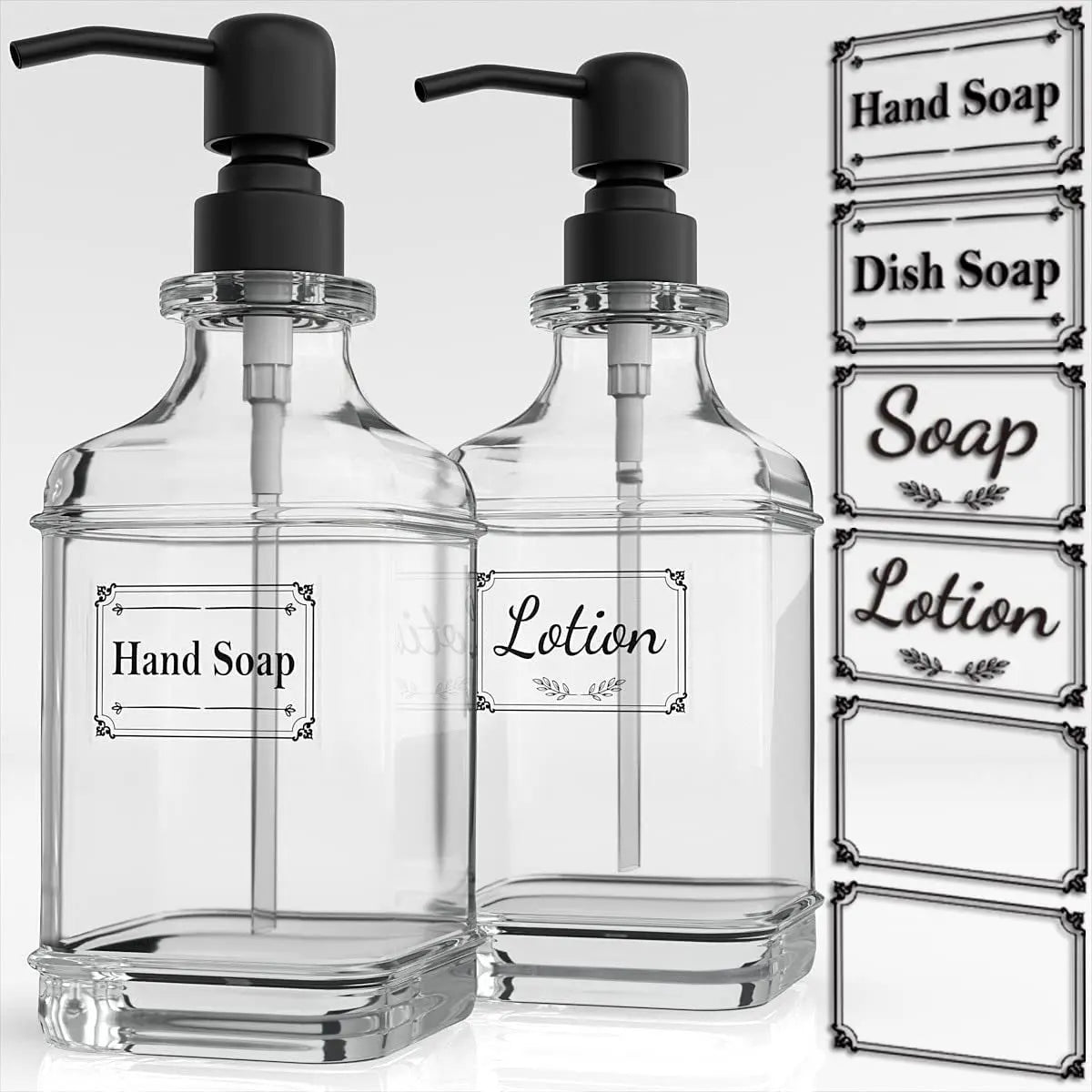 300/550Ml Soap Dispenser High Quality Antique Thick Clear Glass Hand Soap Dispenser Stainless Steel Pump Bathroom Bottles Tool - MyLootWare