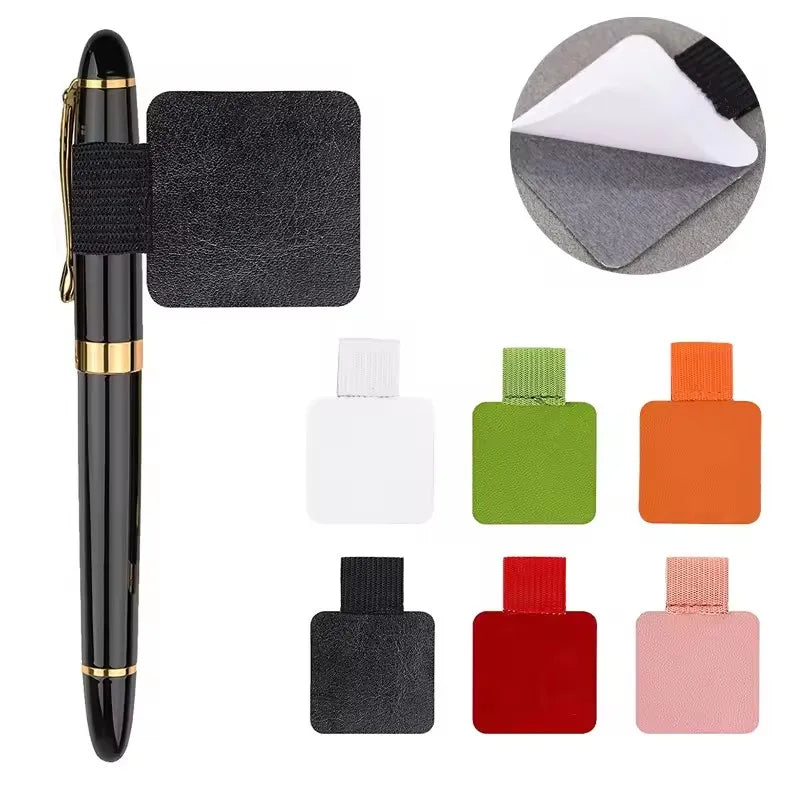 2/1Pack Elastic Pen Loop Holder Self-Adhesive PU Leather Clip Pencil For Notebooks Journals Planners - MyLootWare