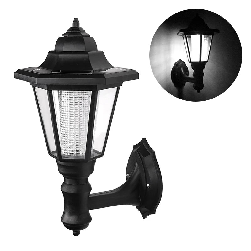 Retro Solar Wall Lights, Outdoor Hexagonal Lamp,