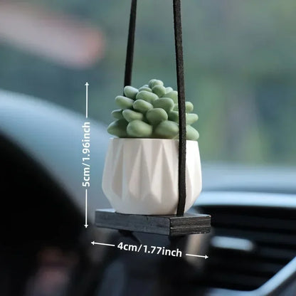 Mini Macrame Plant Hanger Rear View Mirror Car