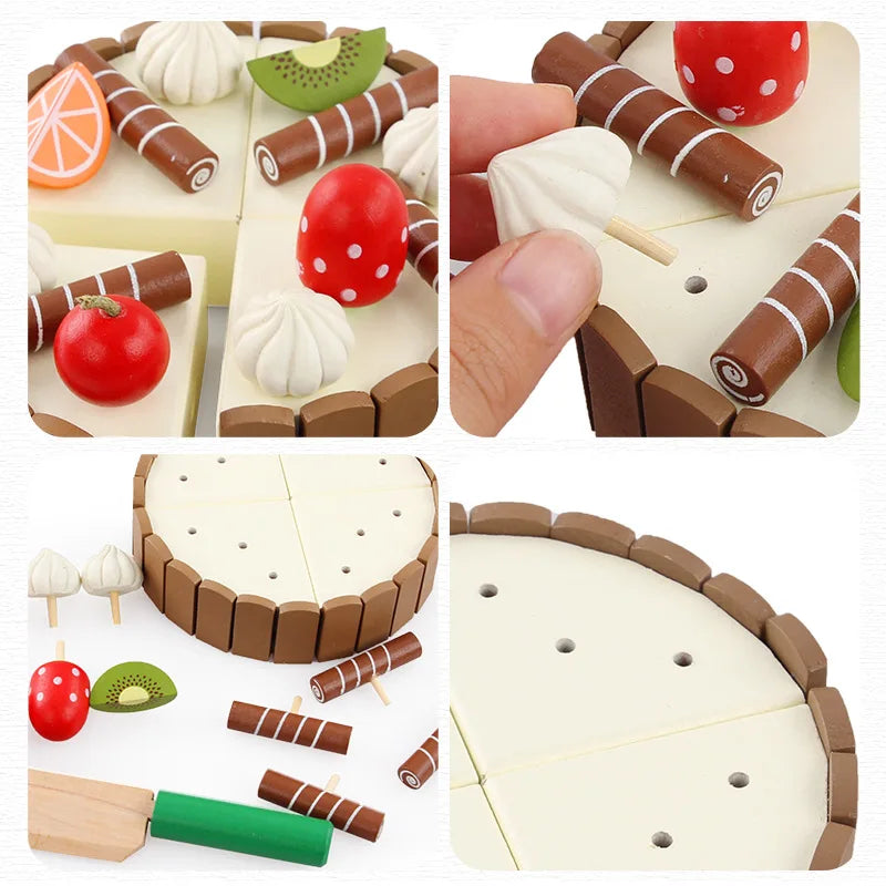 Wooden Children Kitchen Toys Pretend Toys Cutting