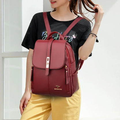 Women Large Capacity Backpack High Quality Leather