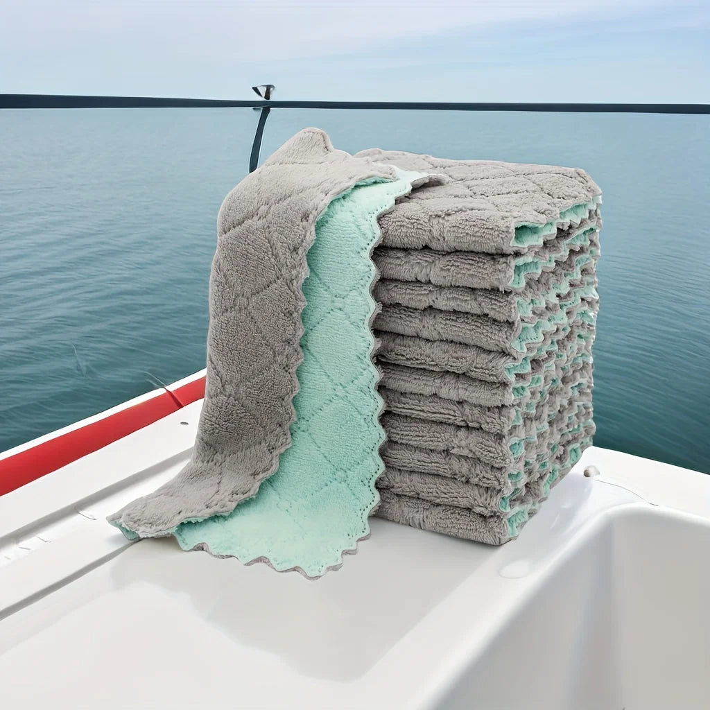 10pcs Kitchen Towels and Dishcloths Rag for Wet and Dry Small Dish Washing Cleaning Pads Wipes Color Assorted Varieties Sponges - MyLootWare